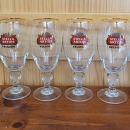 Stella Artois Beer Gold Rimmed 40cl Glasses/Stemware, 6 pces