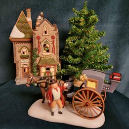 Dept 56, Lighted Cristmas Regent's Park House, Dickens Village w/Accessory Park House Carriage