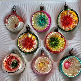 Mercury Glass Indent Round Christmas Tree Ornaments