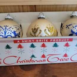 Shiny Brite Mercury Glass  Christmas Tree Ornaments in Shiny Brite Box