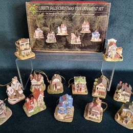 Liberty Falls Christmas Tree Ornaments, 13 Handpainted Miniature Houses, Approx 2-2.5