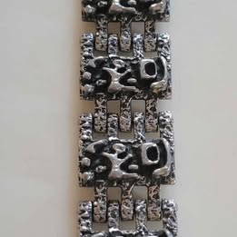 Signed! Canadian! Modernist Guy Vidal Brutalist Pewter Link Bracelet