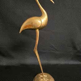 Mid Century Decor, Solid Brass Ibis Figure, Measures 17 1/4