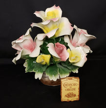 Load image into Gallery viewer, Capodimonte Porcelain Roses in Basket Figurine
