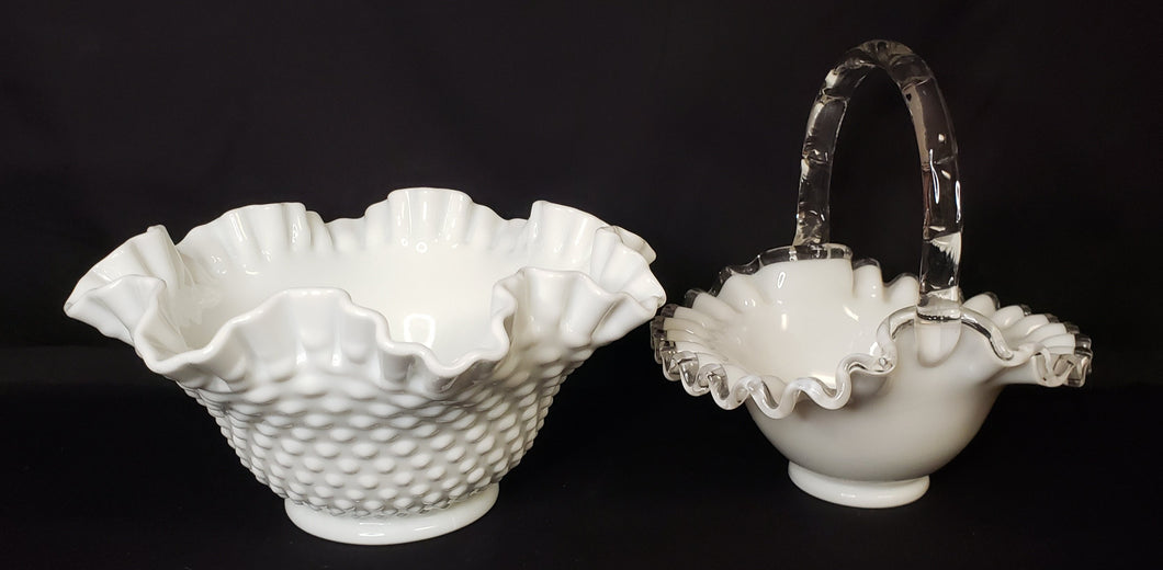 Hobnail Bowl and Glass Basket