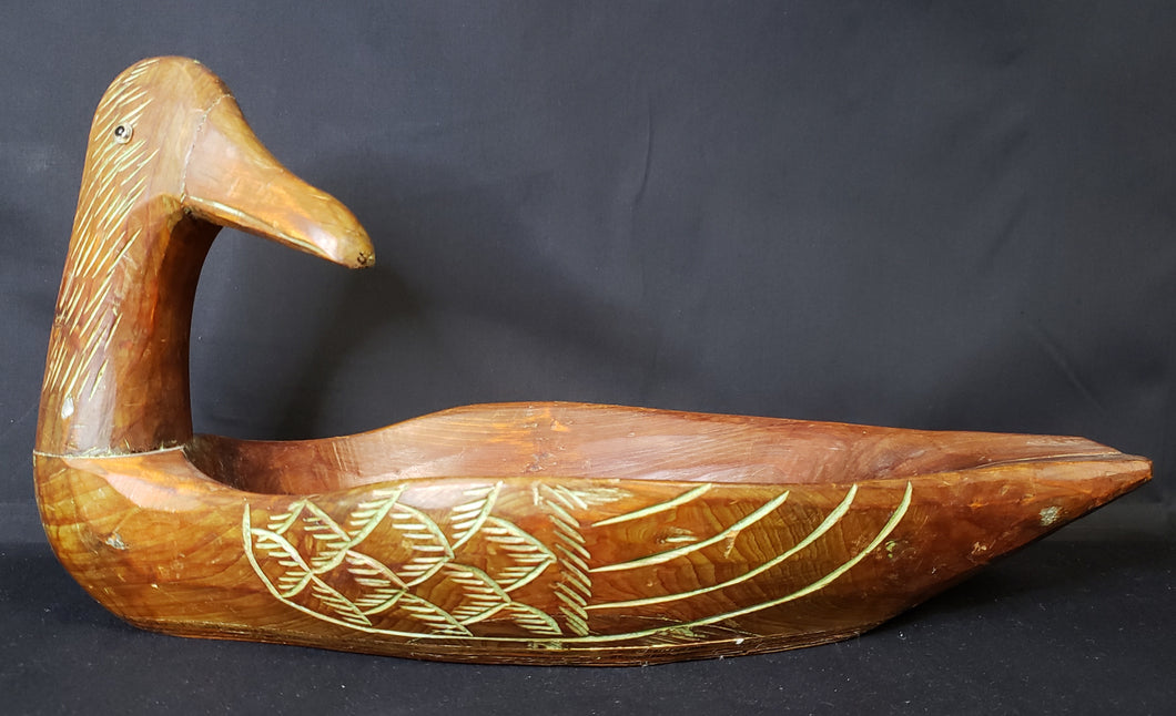 Carved Wood Duck Bowl