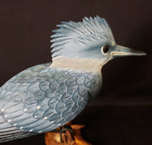 Load image into Gallery viewer, Carved Wood Kingfisher Figurine
