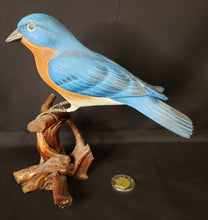 Load image into Gallery viewer, Carved Wood Western Bluebird Figurine
