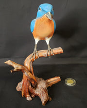 Load image into Gallery viewer, Carved Wood Western Bluebird Figurine
