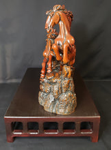 Load image into Gallery viewer, Red Resin Galloping Horses Sculpture
