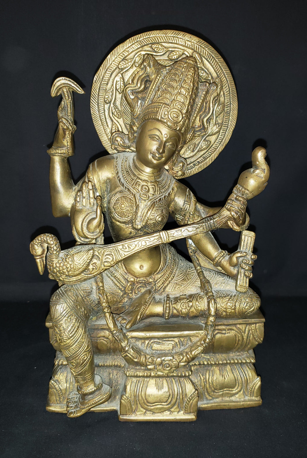 Brass Saraswati Goddess Statue