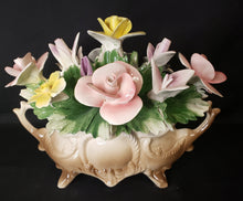 Load image into Gallery viewer, Capodimonte Porcelain Roses in Basket
