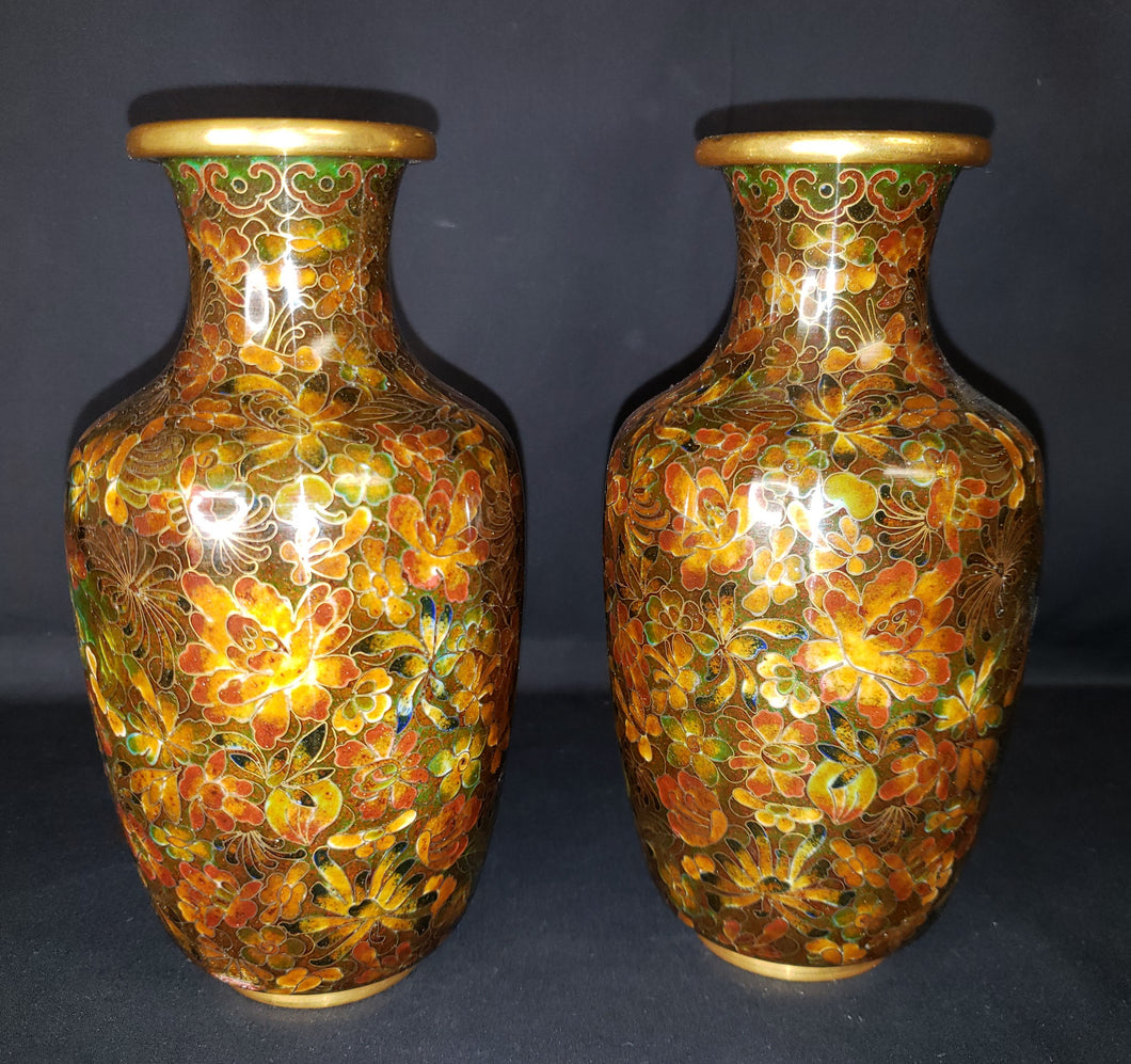 Brass Cloisonne Enamel Vases