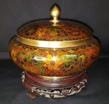 Load image into Gallery viewer, Brass Cloisonne Enamel Lidded Dish
