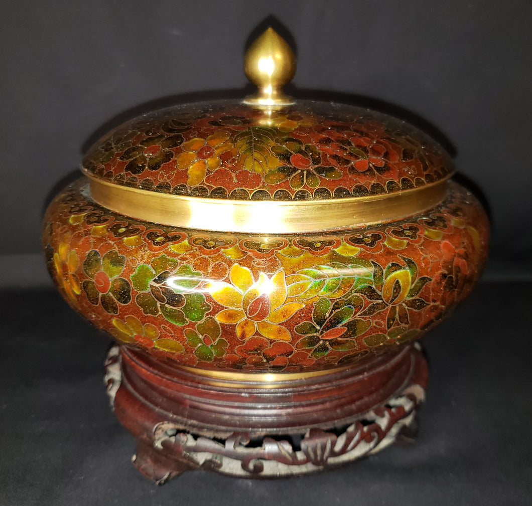 Brass Cloisonne Enamel Lidded Dish