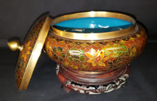 Load image into Gallery viewer, Brass Cloisonne Enamel Lidded Dish
