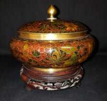 Load image into Gallery viewer, Brass Cloisonne Enamel Lidded Dish
