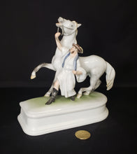 Load image into Gallery viewer, Herend Porcelain Figurine - &quot;Horse With Trainer&quot;
