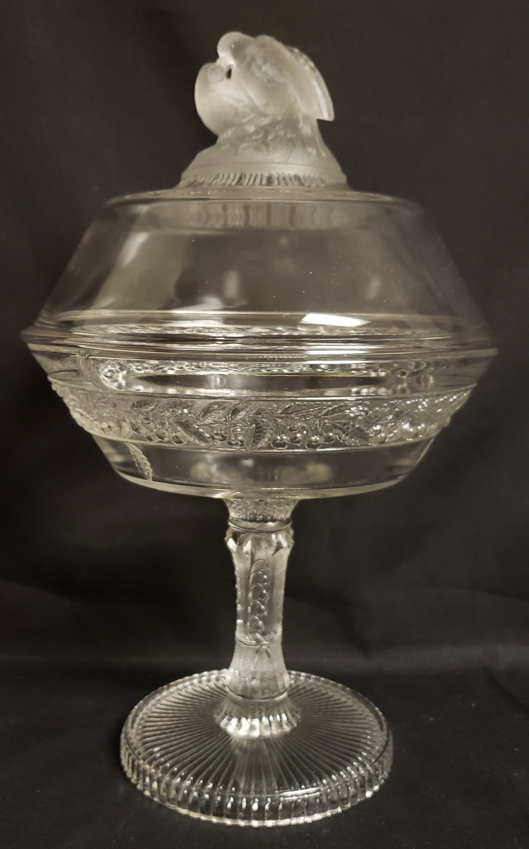 Pedestal Glass Compote Dish with Frosted Finial