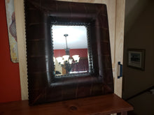 Load image into Gallery viewer, Leather Studded Framed Bevelled Mirror
