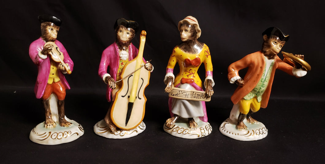 Porcelain Monkey Band Figurines