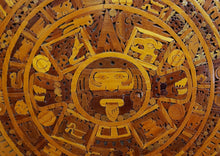 Load image into Gallery viewer, Vintage Wood Inlaid Aztec Mexican Mayan Calendar
