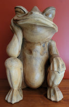 Load image into Gallery viewer, Large Wooden Frog Statue
