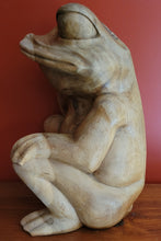 Load image into Gallery viewer, Large Wooden Frog Statue
