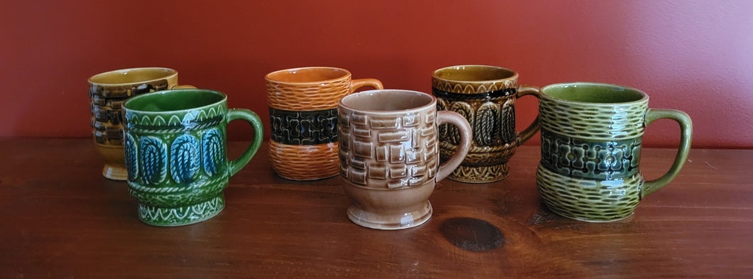 MCM Basket Weave Stacking Coffee Cup Set (6)