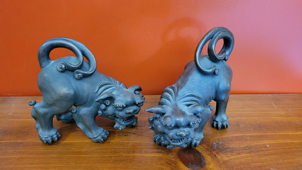 Pair of Metal Foo Dog Statues