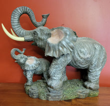 Load image into Gallery viewer, Detailed Mother and Baby Elephant Statue
