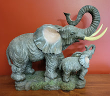 Load image into Gallery viewer, Detailed Mother and Baby Elephant Statue
