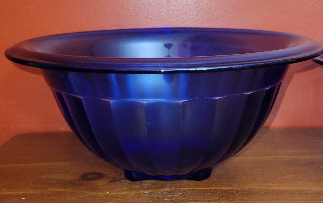 Vintage Hazel Atlas Cobalt Blue,Depression Glass, Pillar, Optic Ribbed, 4Pce Nesting Bowl Set