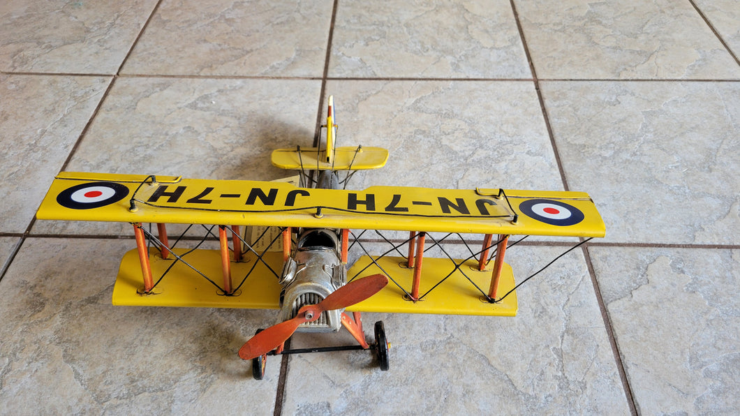 Decorative Free Standing Metal World War 1 British Fighter Biplane