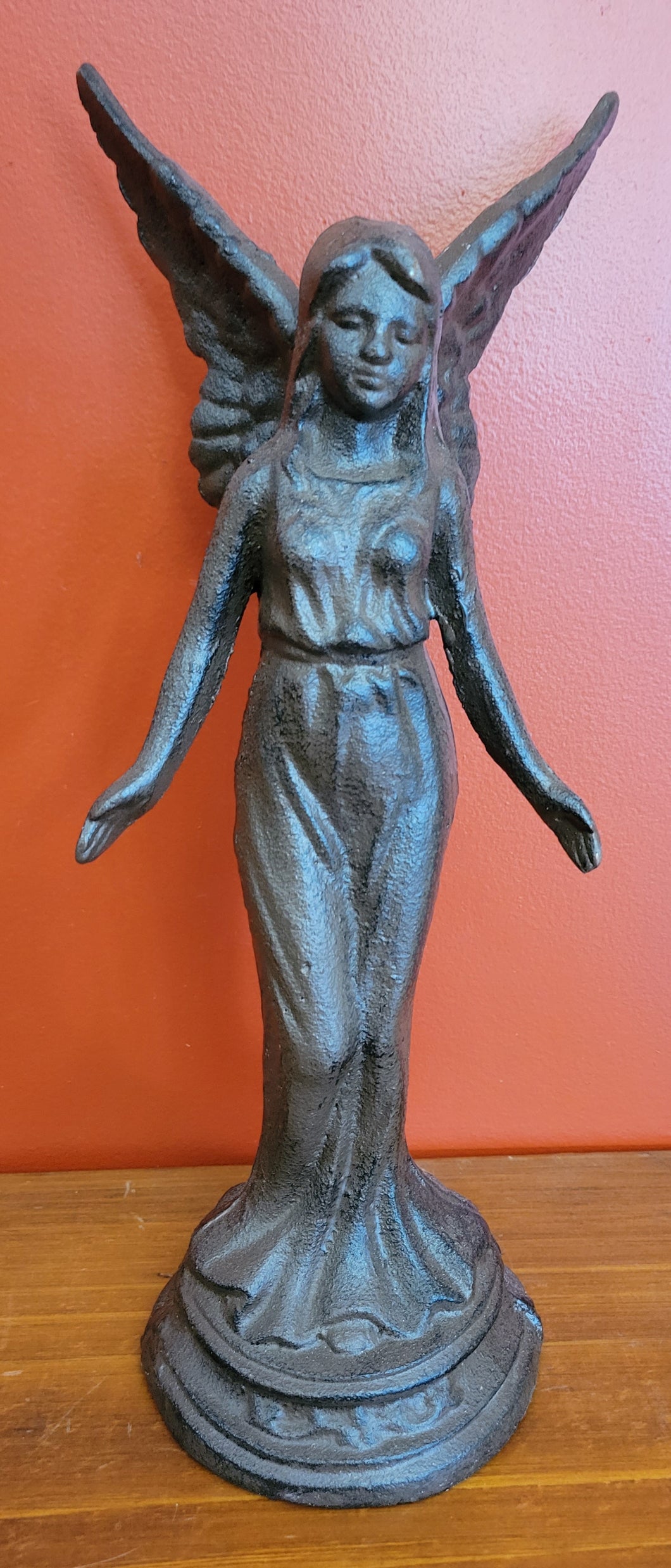 Cast Iron Angel Statue W/ Rust Fini