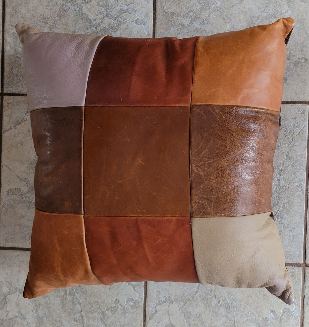 Leather Patchwork Cushion