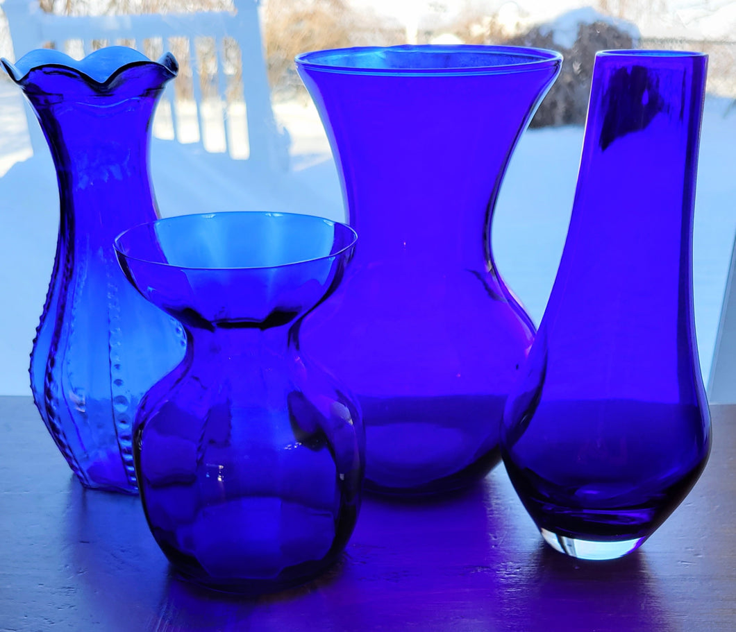 15 Assorted Cobalt Blue Vases