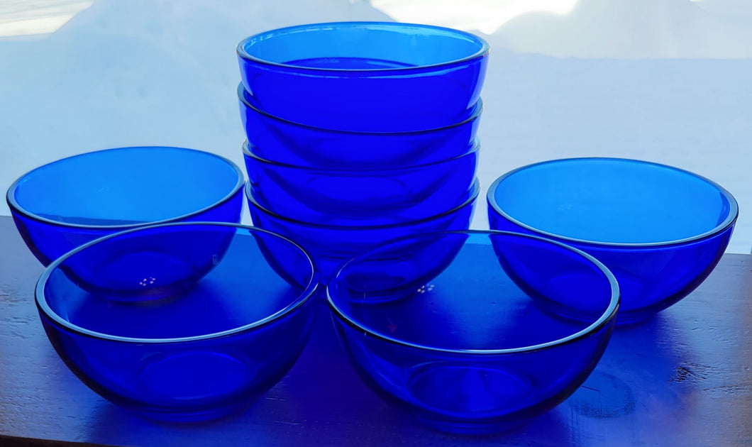 Vintage Cobalt Blue Soup/Salad Bowls (8Pc)