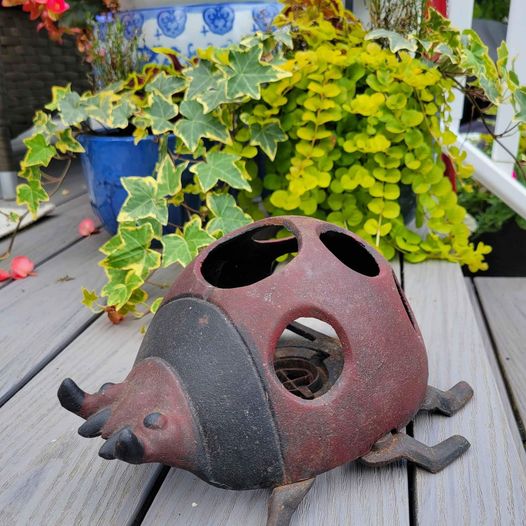 Garden Cast Iron Lady Bug Candle Holder