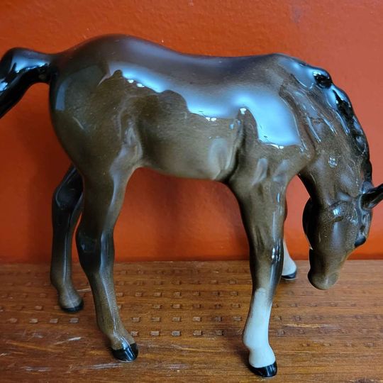 Beswick Brown Equestrian Horse,Head Down,Stamped on Belly