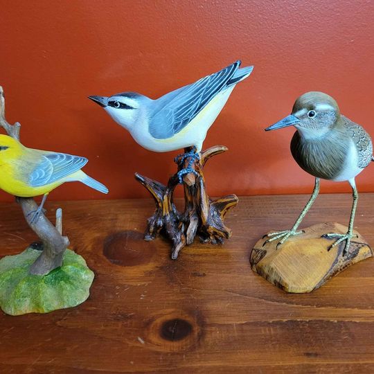 Hand Carved, Hand Painted Bird Carvings (3 pce)