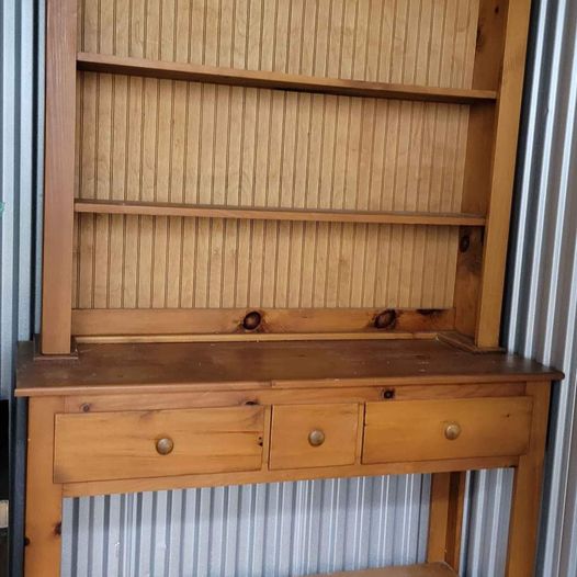 Pine Farmhouse Style Open Front Hutch