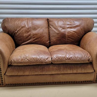 Genuine Italian Leather Studded DeCoro Loveseat