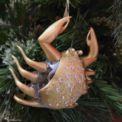 Vondel Blown Glass Glittery Glass Christmas Crab Tree Ornament