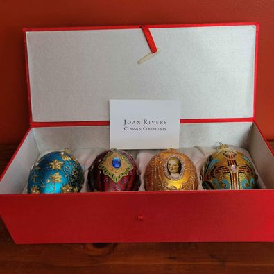 Joan Rivers Blown Glass Faberge Egg Inspired Christmas  Ornaments  (4 pce)