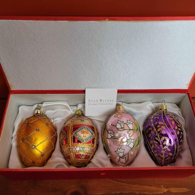 Joan Rivers Faberge Inspired Blown Glass Egg Ornaments ,Set of Four