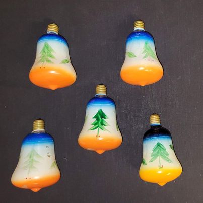 Vintage Hand Painted Milk Glass Christmas Bulbs