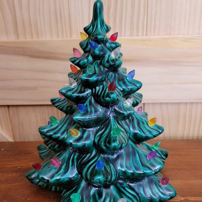 Ceramic 1980 Christmas Tree Without  Base