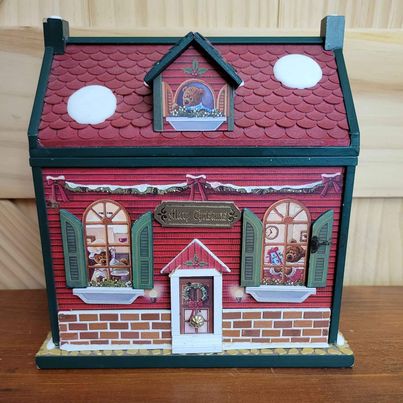 Santa & Elves Animated Christmas Workshop Windup Music Box