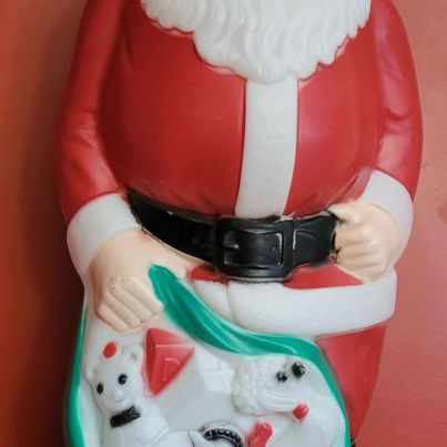 Vintage , 1988 Santa Claus w/ Green Bag of Toys,  Blow Mold, 42